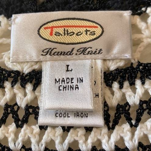 Talbots  hand knit crochet open cardigan sweater L vintage 90’s