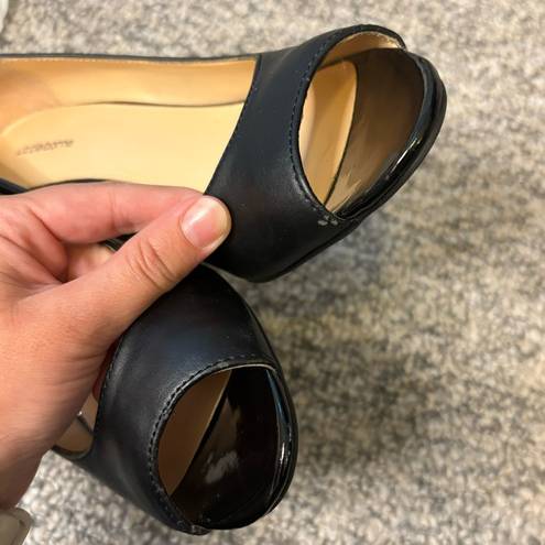 Liz Claiborne  Paula Black Peep Toe Wedge Heel Size 8.5