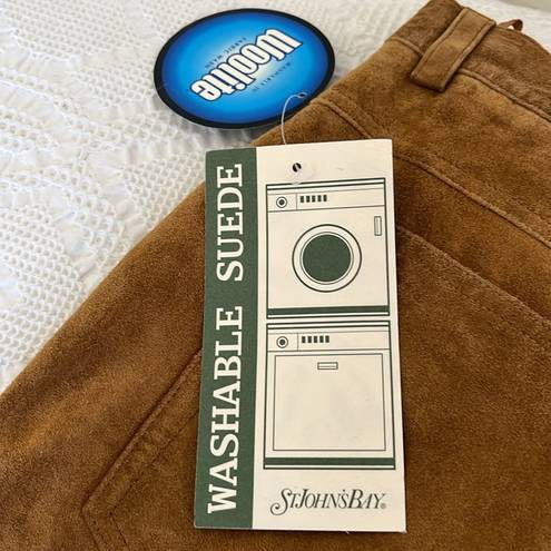 St. John’s Bay NWT  Suede Leather Lined Washable Pants Nutmeg Size 12