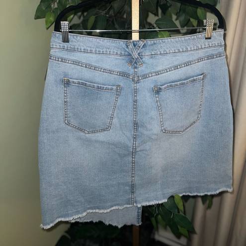 Hunter McGRADY ALL WORTHY Asymmetrical Front Wrap Denim Skirt Size 14