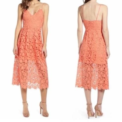 ASTR  the Label • Midi Dress • Lace • Coral • Medium