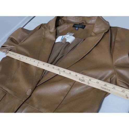 Laundry by Shelli Segal  Women's Brown Faux Leather Blazer Jacket XL #1869