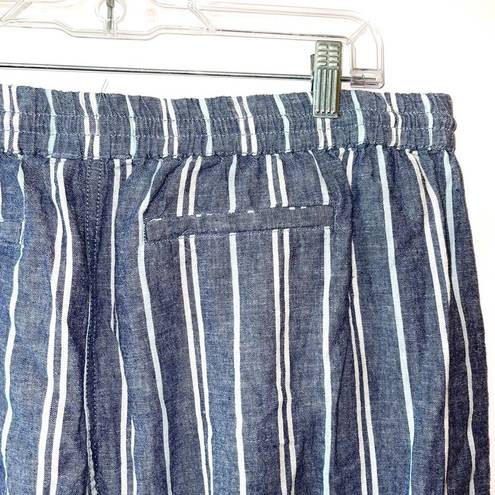 Beach Lunch Lounge Margot Linen Blue Striped High Rise Crop Pants