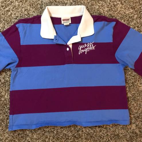 Guess  striped rugby polo cropped top