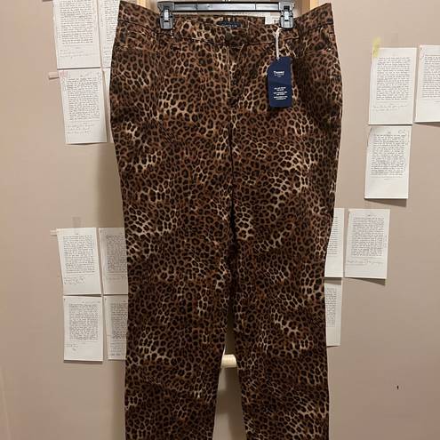 Charter Club Leopard Print Stretch Straight Leg Jeans Tummy Slimming Plus Size NWT w/ Pockets