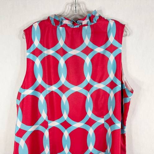 Crown & Ivy Crown Ivy Plus Size 20W Dress Pink Blue Sleeveless Shift Ruffled V Neck Mini 405