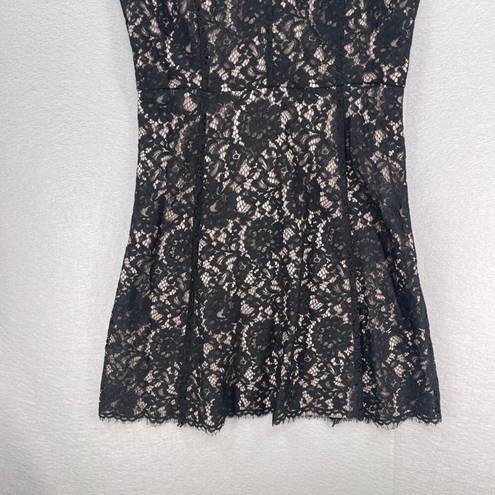 The Loft  Dress Womens 10 Black Lace Overlay Sleeveless Above Knee Dressy Formal