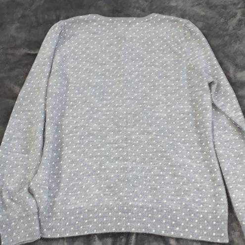East 5th Women’s  cardigan button up sweater sz M polkadot gray and light green