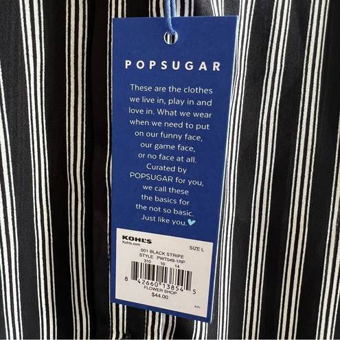 Popsugar  NWT Striped Long Sleeve Button Down Shirt Classic Black and White Top