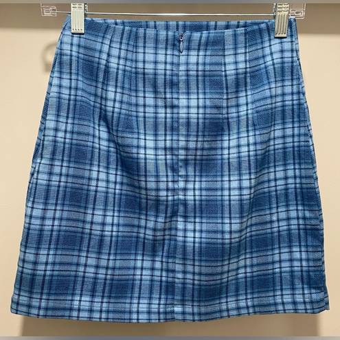 Brandy Melville NWT  John Galt California PacSun Light Blue Plaid Cara Mini Skirt