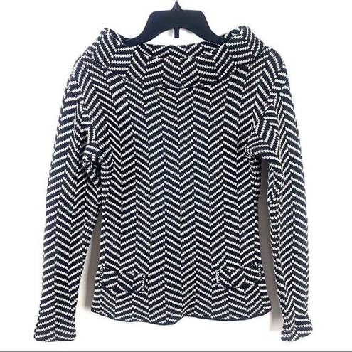 Tracy Reese  Black White Heavy Knit Chevron Sweater