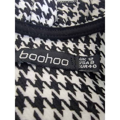 Boohoo  Dogtooth Frill Detail Smock Dress Women’s Size 8