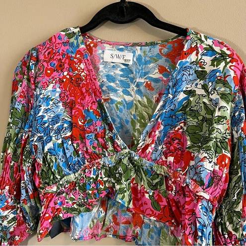 In Bloom S/W/F Revolve Nova Crop Long Sleeve Top  Floral Small