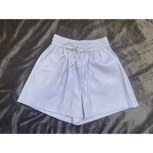 Good American NWT  Better Than Faux Leather Drawstring Shorts in Lilac Whisper XS