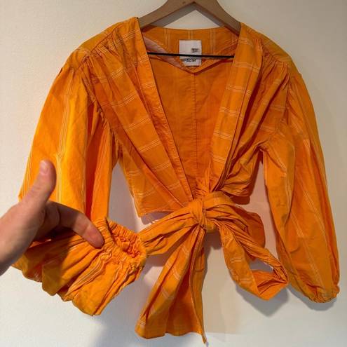 Wyatt ACLER  Puff Sleeve Wrap Blouse Top in Orange. Size 2