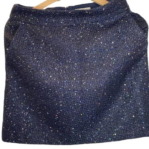 The Loft  dark blue tweed mini skirt with sequin details and pockets - size 2