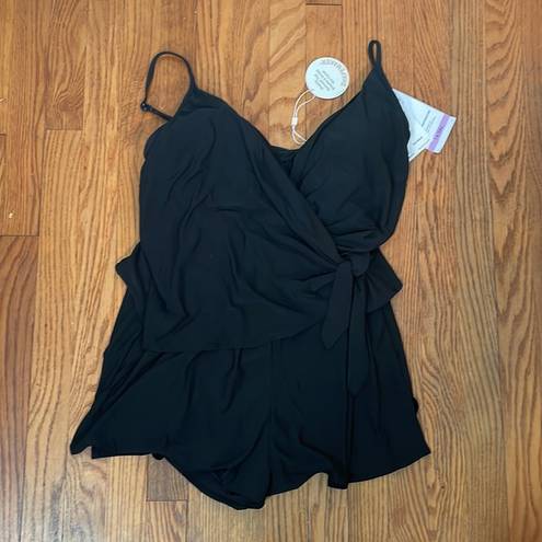 Coco reef  Chroma Wrap-Tie One-Piece Swimsuit Black Women's 14 NWT