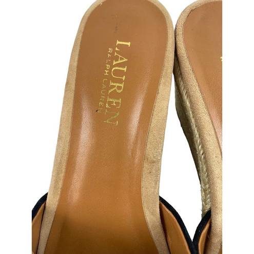 Ralph Lauren LAUREN  Karlia Suede Leather Slip On Espadrille Wedge Heels Womens 8