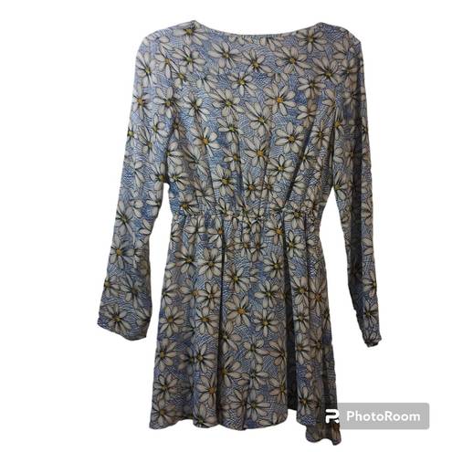 Daisy Into Blue Floral  Print Long Sleeve Dress Size 8