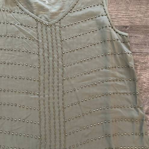 Coldwater Creek  beaded tank in army green