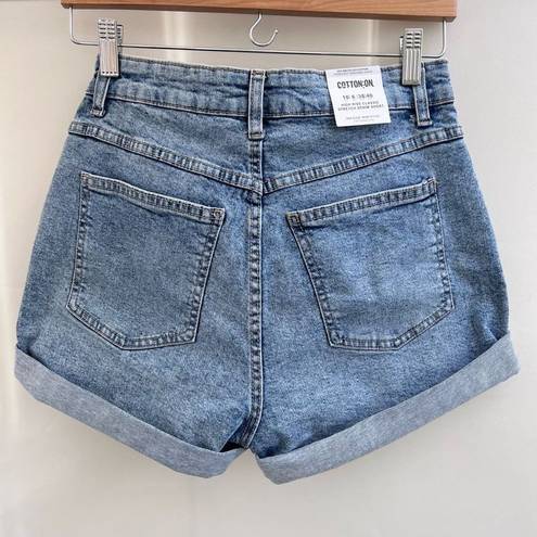 Cotton On Cotton:On Women's Bells Blue High Rise Classic Stretch Denim Short Size 6 NWT