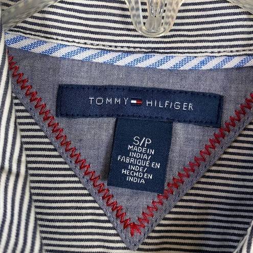 Tommy Hilfiger  Grey & White Pinstriped Long Sleeve Button Up Shirt