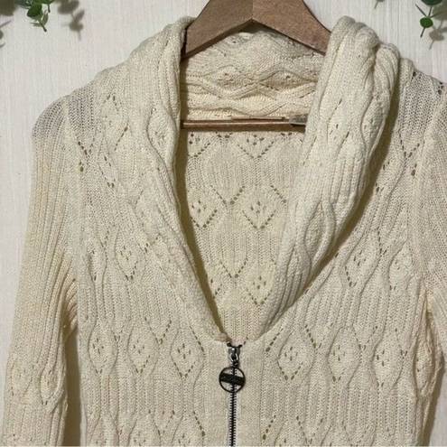 DKNY  Cardigan Open Knit Sweater Full Zip 3/4 Sleeve XS