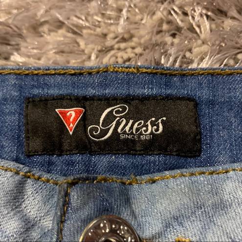 Guess  Light Wash Capri Distressed Jeans