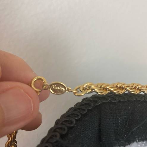 Twisted Napier Gold Tone  Rope Necklace