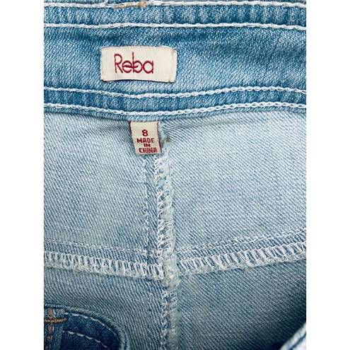 Bermuda REBA LADIES EMBROIDERED LIGHT BLUE DENIM 5 POCKET JEAN  SHORTS NEW 8