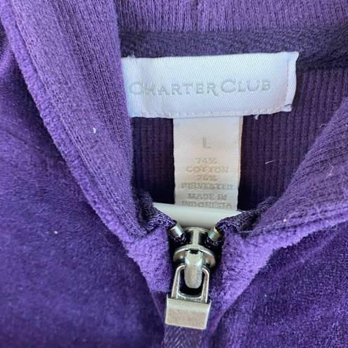 Charter Club  Velour Vest Jacket with Hood Size. L