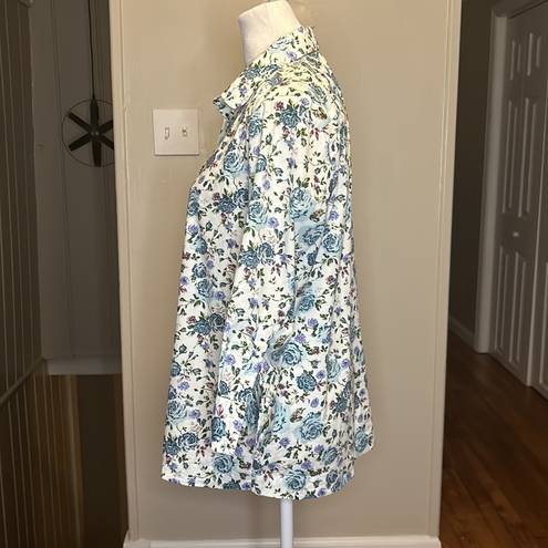 Tuckernuck  The Shirt Rochelle Behrens Floral Pullover Button Down Top Size Small