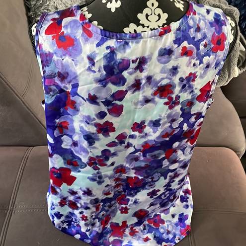 Coldwater Creek  Colorful Flower Design Tank Blouse Size 14 Large