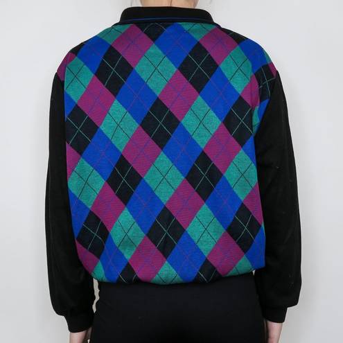 Polo Vintage 90s Cricket Lane Argyle Knit  Collared Sweater