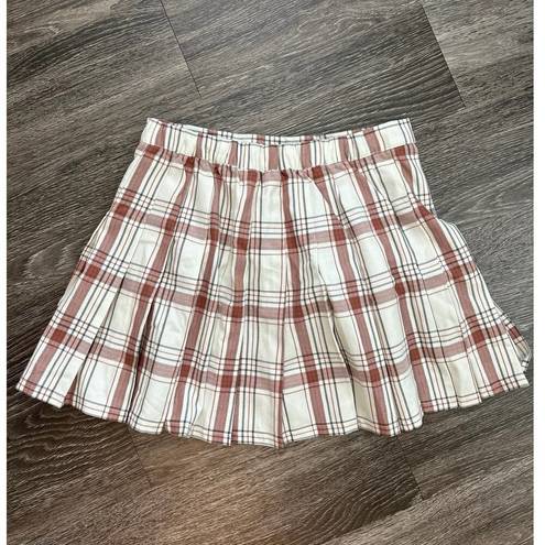 Aerie NWT  Class Act Pleated Skirt Plaid Red Size Medium