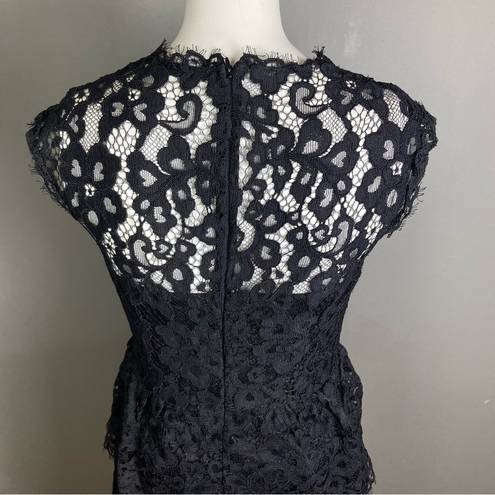 Shoshanna  dress size 6 black lace tiered sleeveless modest vamp