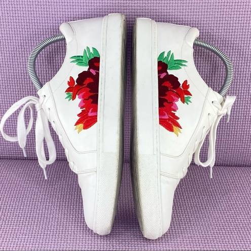Krass&co G.H. Bass & . Siri Floral Embroidered Lace Up Sneaker White 9