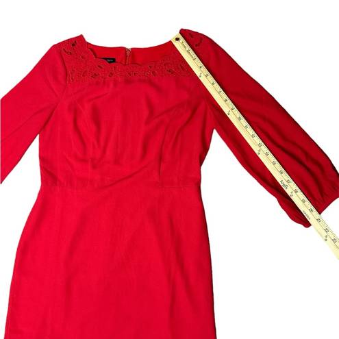 Talbots Embroidered Boat Neck Crepe Shift 3/4 Sleeve Knee Length Dress Size 6P