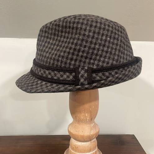 Krass&co The Hatter  Grey and Black Houndstooth Vintage Fedora Hat