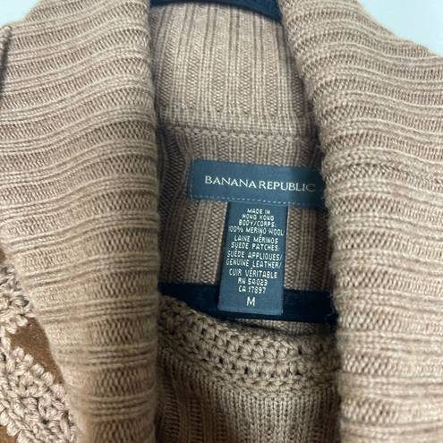 Banana Republic  Suede and Leather Turtleneck Sweater