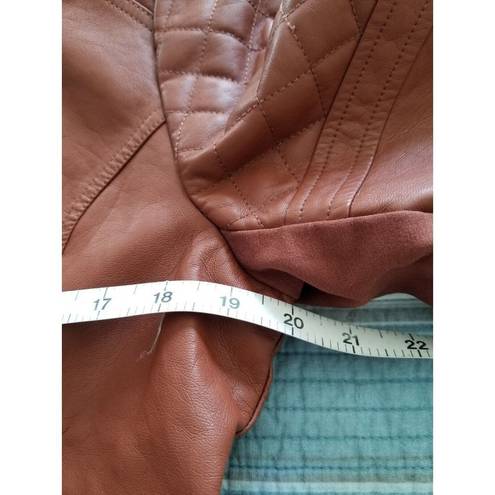 Krass&co Boundless North North&. Womens Faux Leather Moto Jacket Cognac Brown Size M