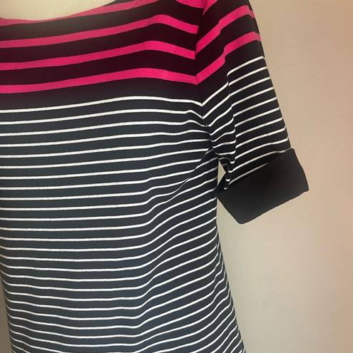 Karen Scott  sport striped dress 100 % cotton stretch size medium sporty dress