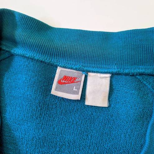 Nike Vintage  80s Button Down Cardigan Sweater Long Sleeve Teal Blue Size Large