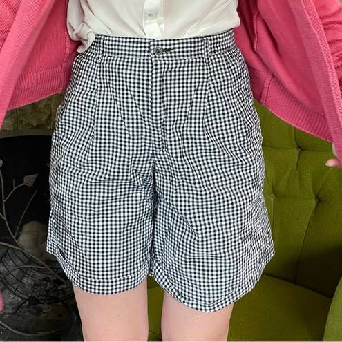 Bermuda Vintage gingham black and white  shorts high rise pleated