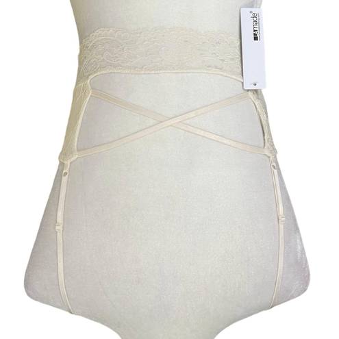 LA Made New  Criss Cross Strap Open Back Lace Bralette Ivory