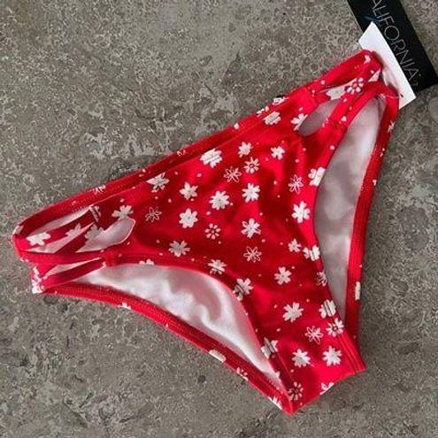 California Waves California for Waves Bikini Bottom Red Floral Print Size XS NWT