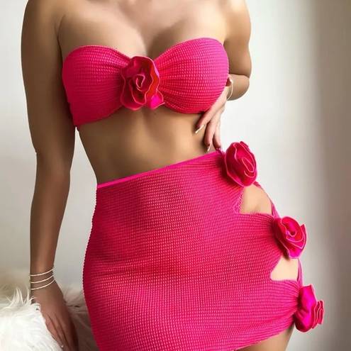 Blossom Pink 3D Rose  Bikini Set