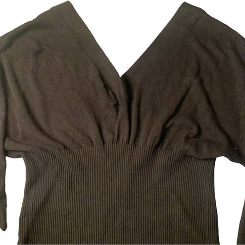 Good American  Cardigan Black Double V-neck Long Ribbed Waist Size 0