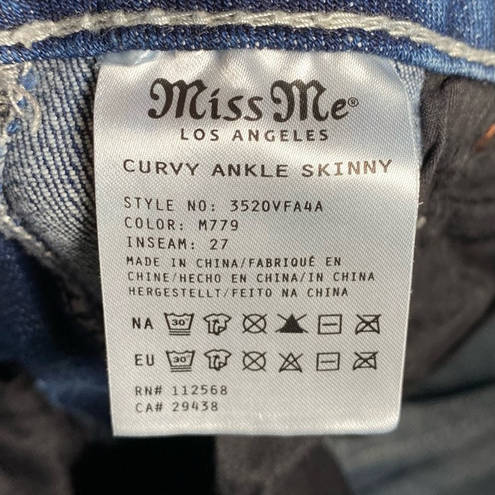 Miss Me Stretch Denim Embellished Curvy Ankle Skinny Cropped Capri Jeans~29~