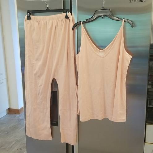 The Great 💕💕 The Pointelle Sleep Cami Tank + Lounge Pant ~ Rose Dust Large NWT